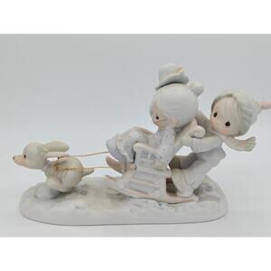 Precious Moments Oh What Fun It Is To Ride Sled Figurine Enesco 1987 109819